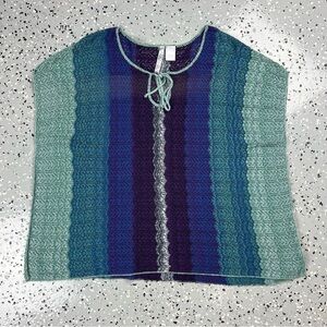 Absolutely Purple and Green Knit Poncho